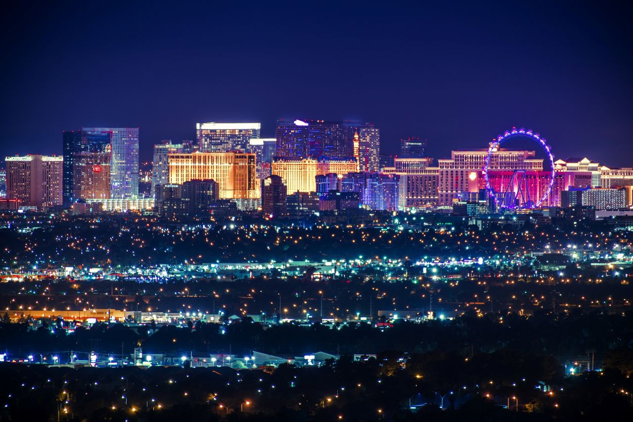 Night shot of The Strip in Las Vegas